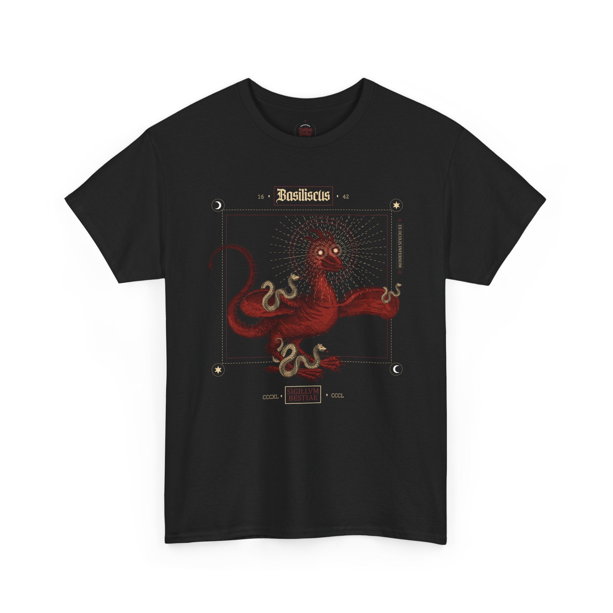 Basiliscus Unisex Tee - Legendary Serpent Shirt with Alchemical Design