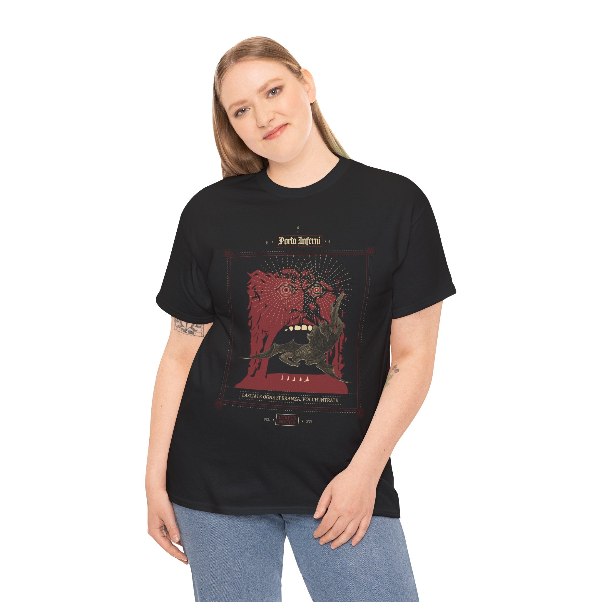 Unisex Tee - Porta Infernis Gate of the Abyss Lucifer Wings Blaze Shirt