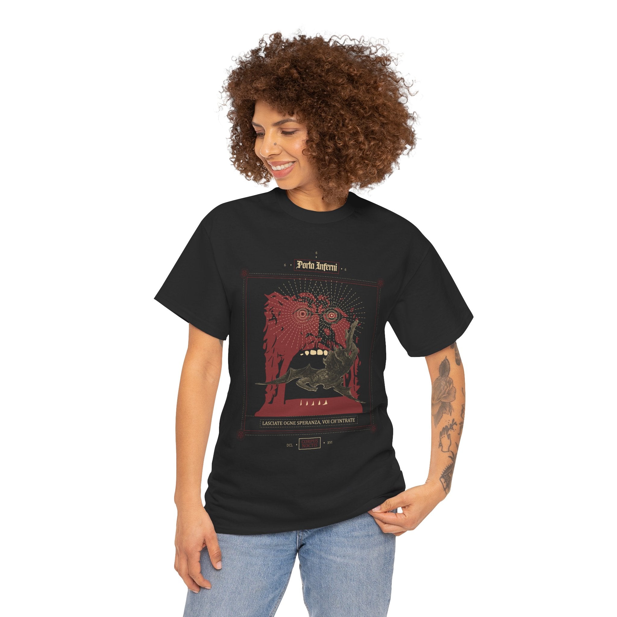 Unisex Tee - Porta Infernis Gate of the Abyss Lucifer Wings Blaze Shirt