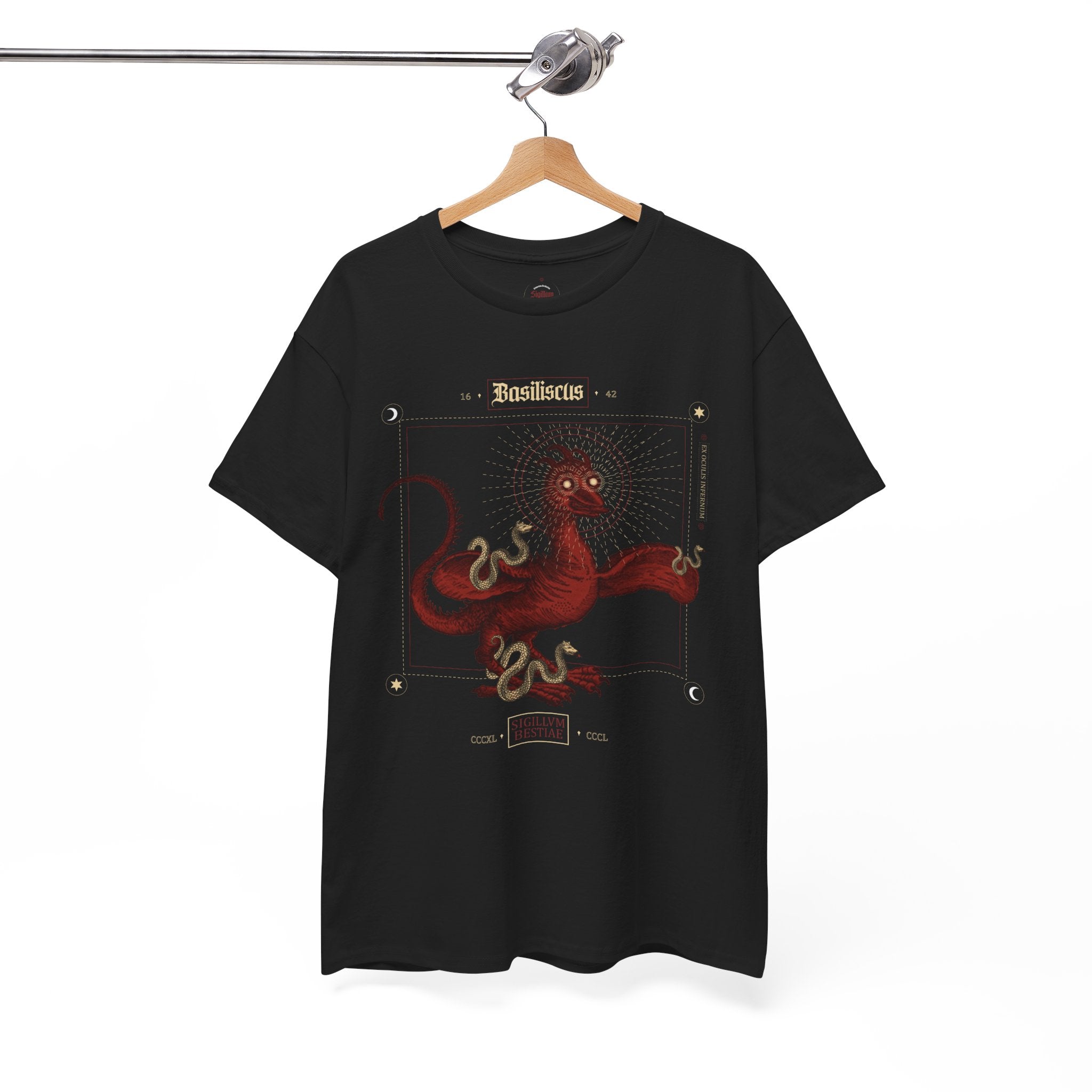 Basiliscus Unisex Tee - Legendary Serpent Shirt with Alchemical Design