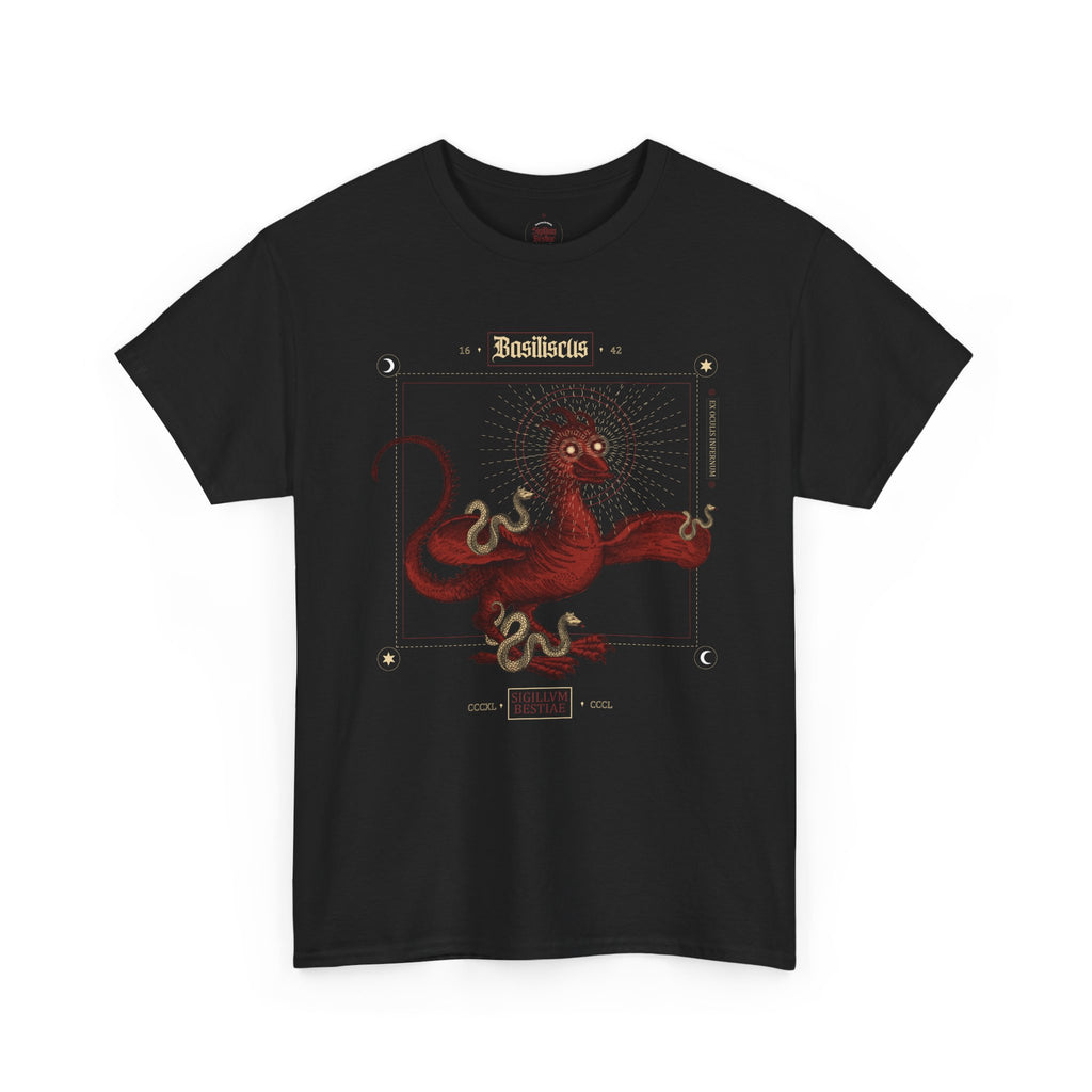 Basiliscus Unisex Tee - Legendary Serpent Shirt with Alchemical Design