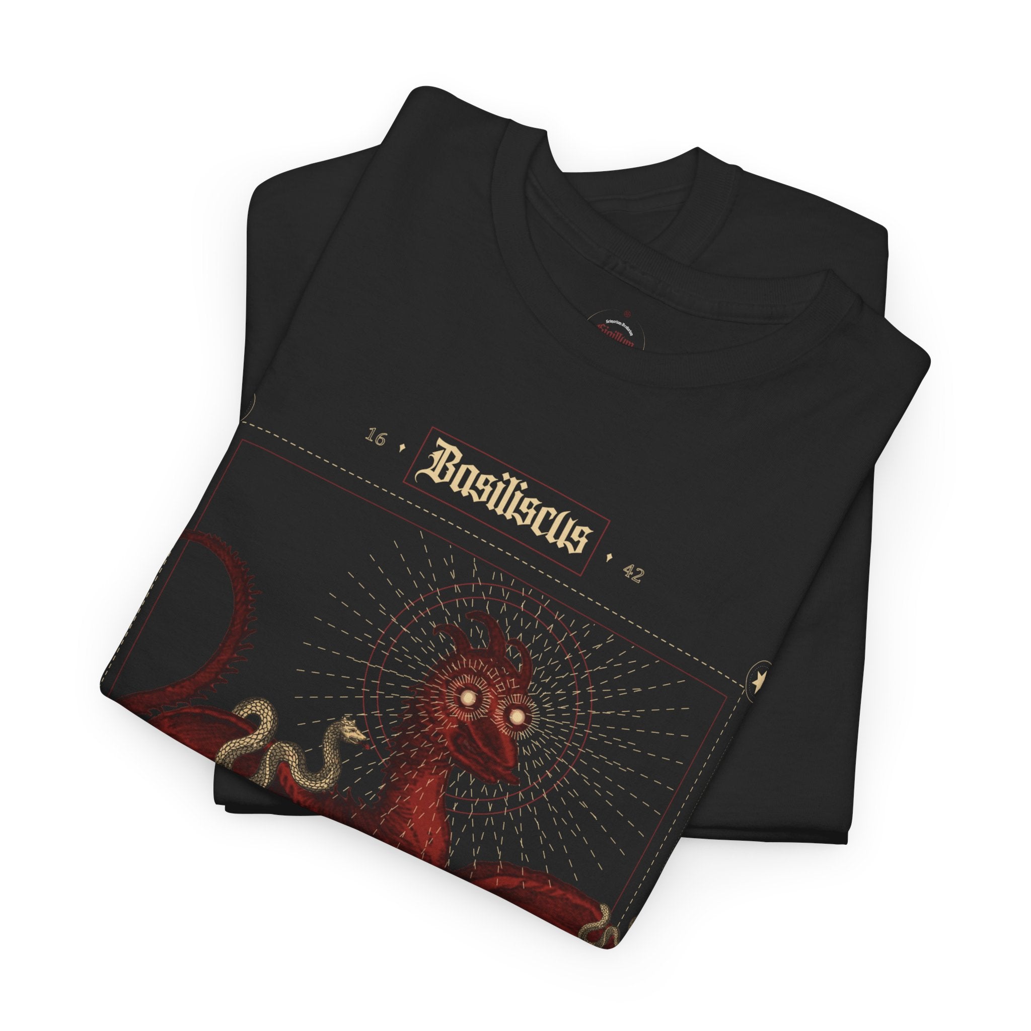 Basiliscus Unisex Tee - Legendary Serpent Shirt with Alchemical Design
