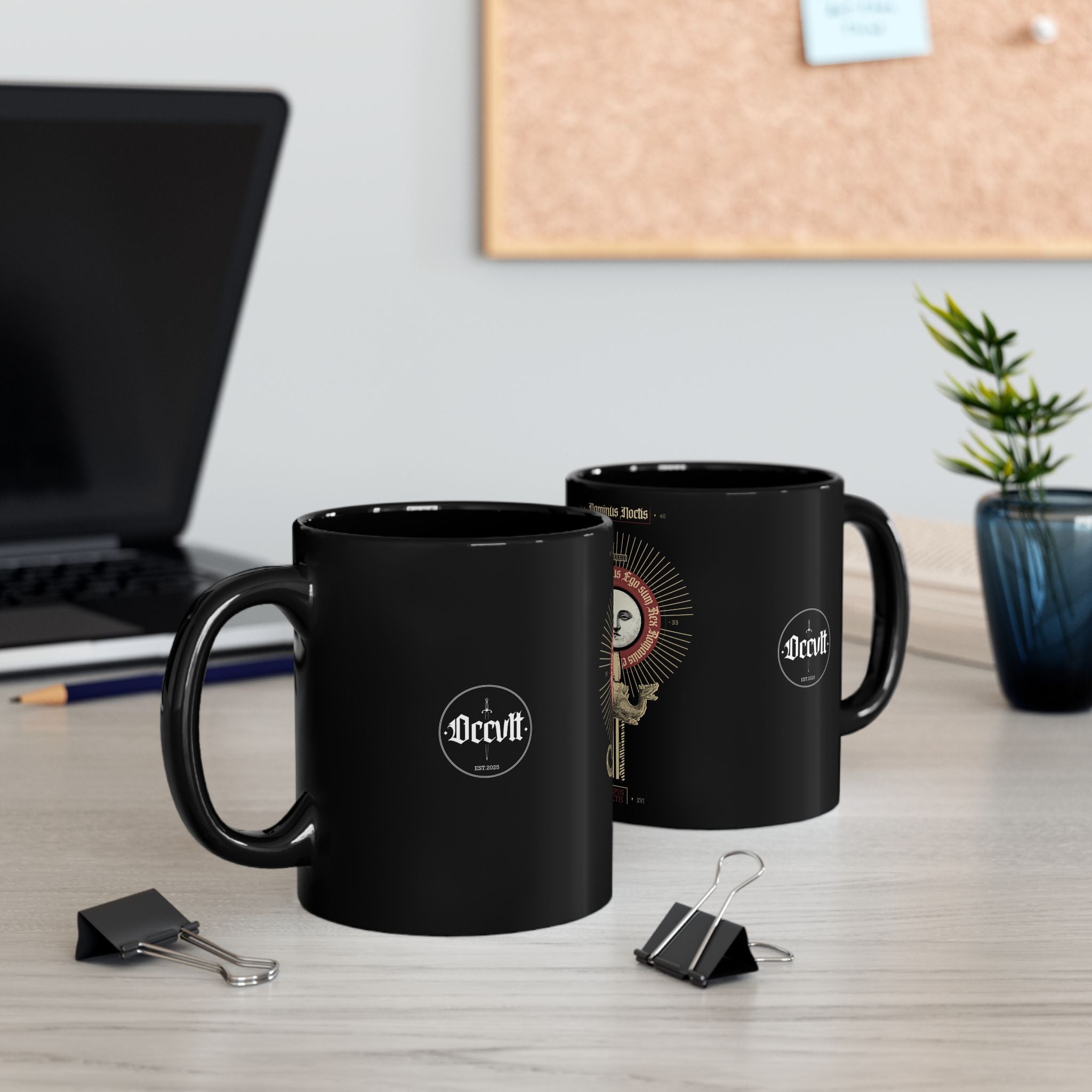 Occvlt Sun Key Mug — Mystical Black Ceramic Coffee Cup (11oz/15oz)