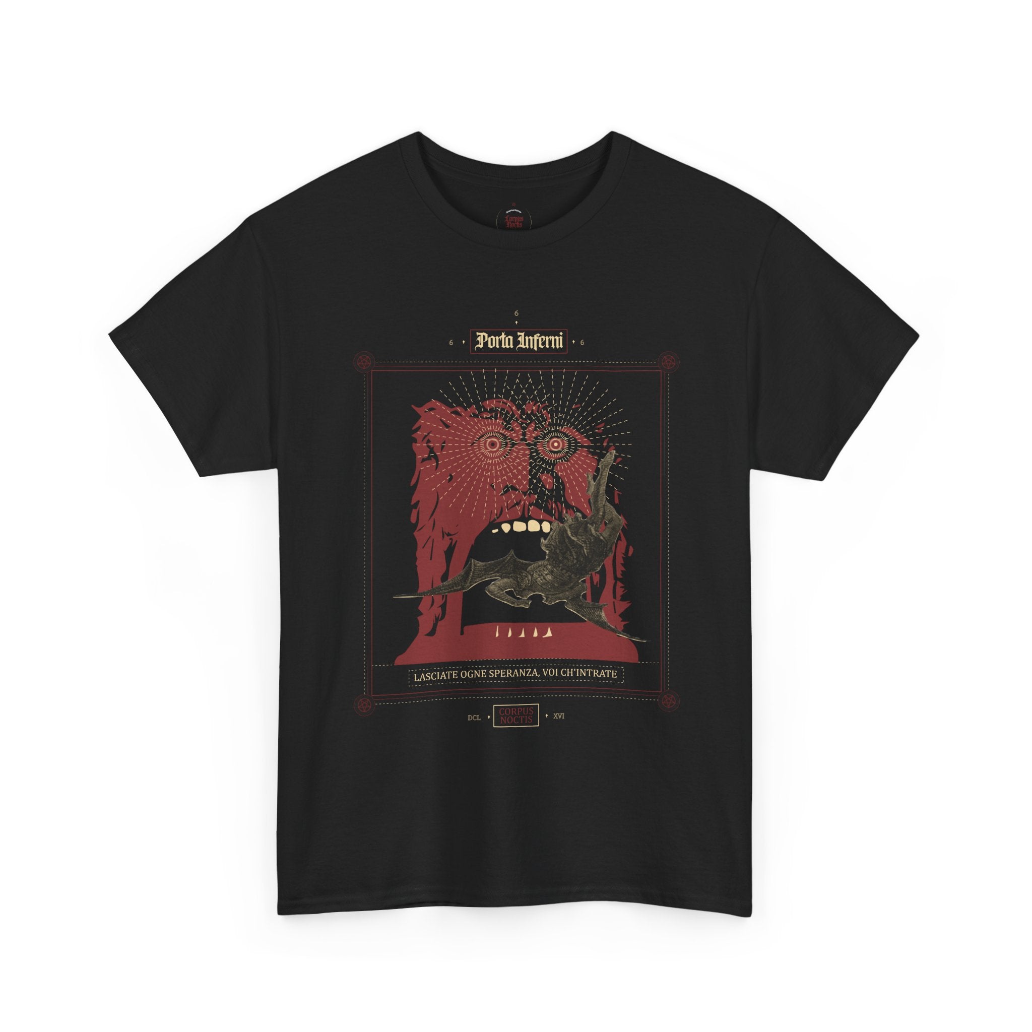 Unisex Tee - Porta Infernis Gate of the Abyss Lucifer Wings Blaze Shirt
