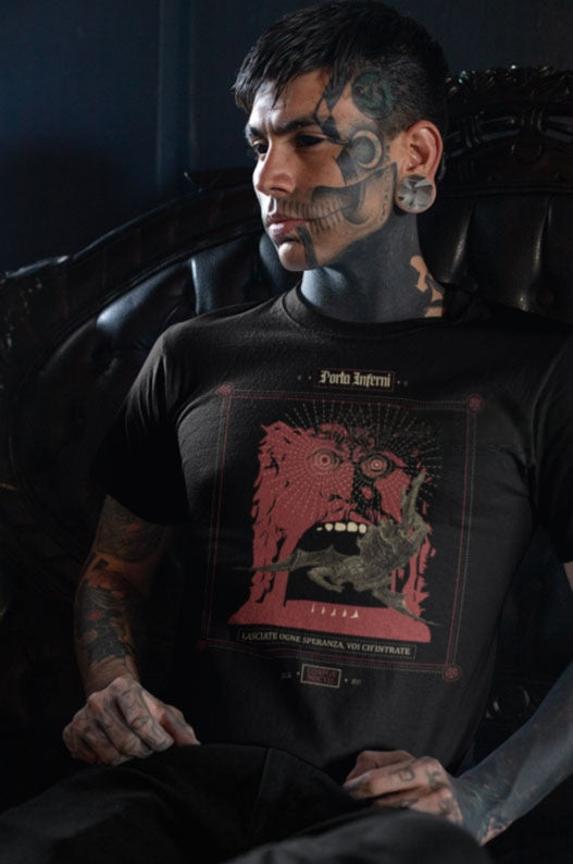 Unisex Tee - Porta Infernis Gate of the Abyss Lucifer Wings Blaze Shirt