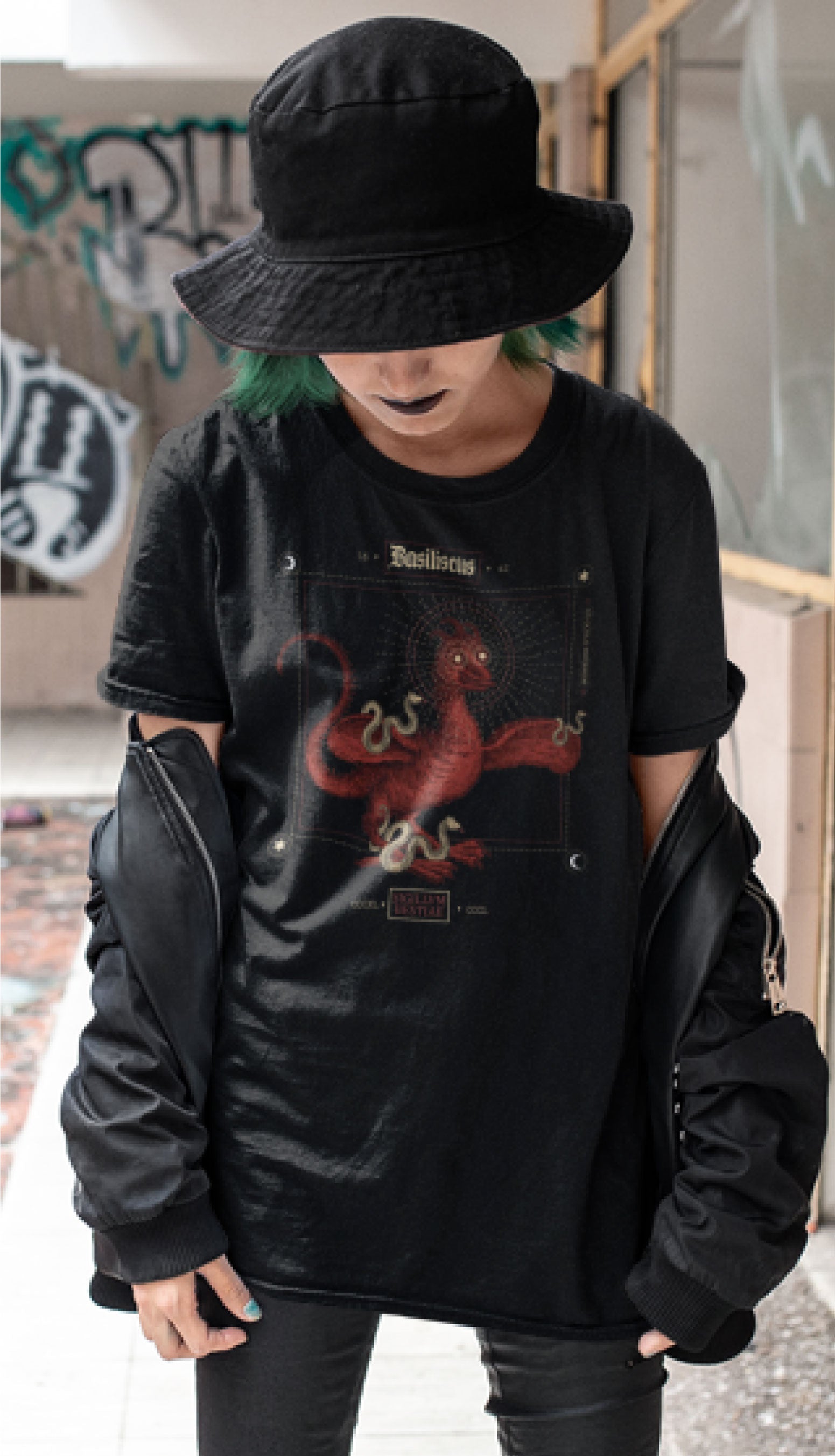 Basiliscus Unisex Tee - Legendary Serpent Shirt with Alchemical Design