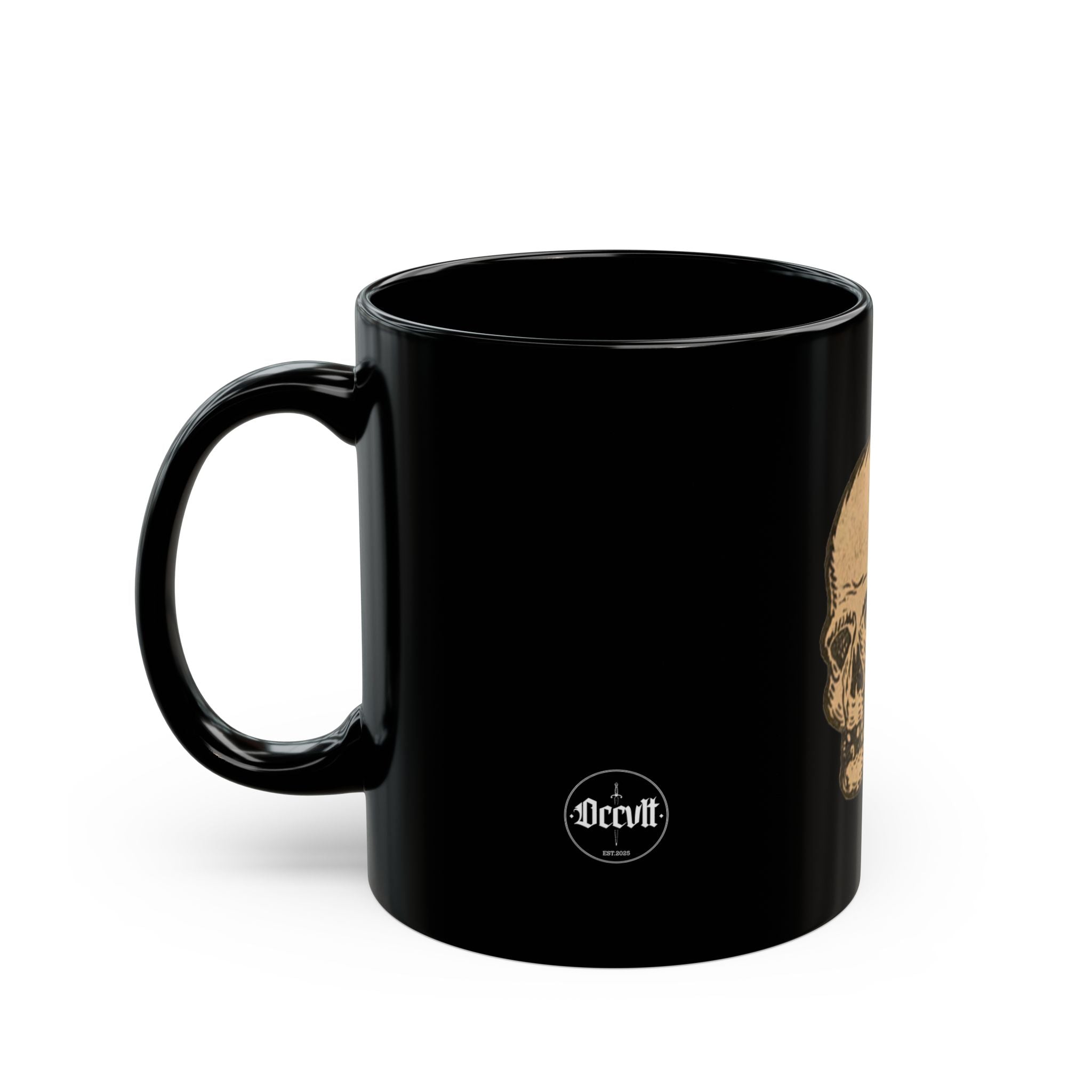 Mystical Occvlt Skull Black Ceramic Coffee Cup (11oz/15oz)