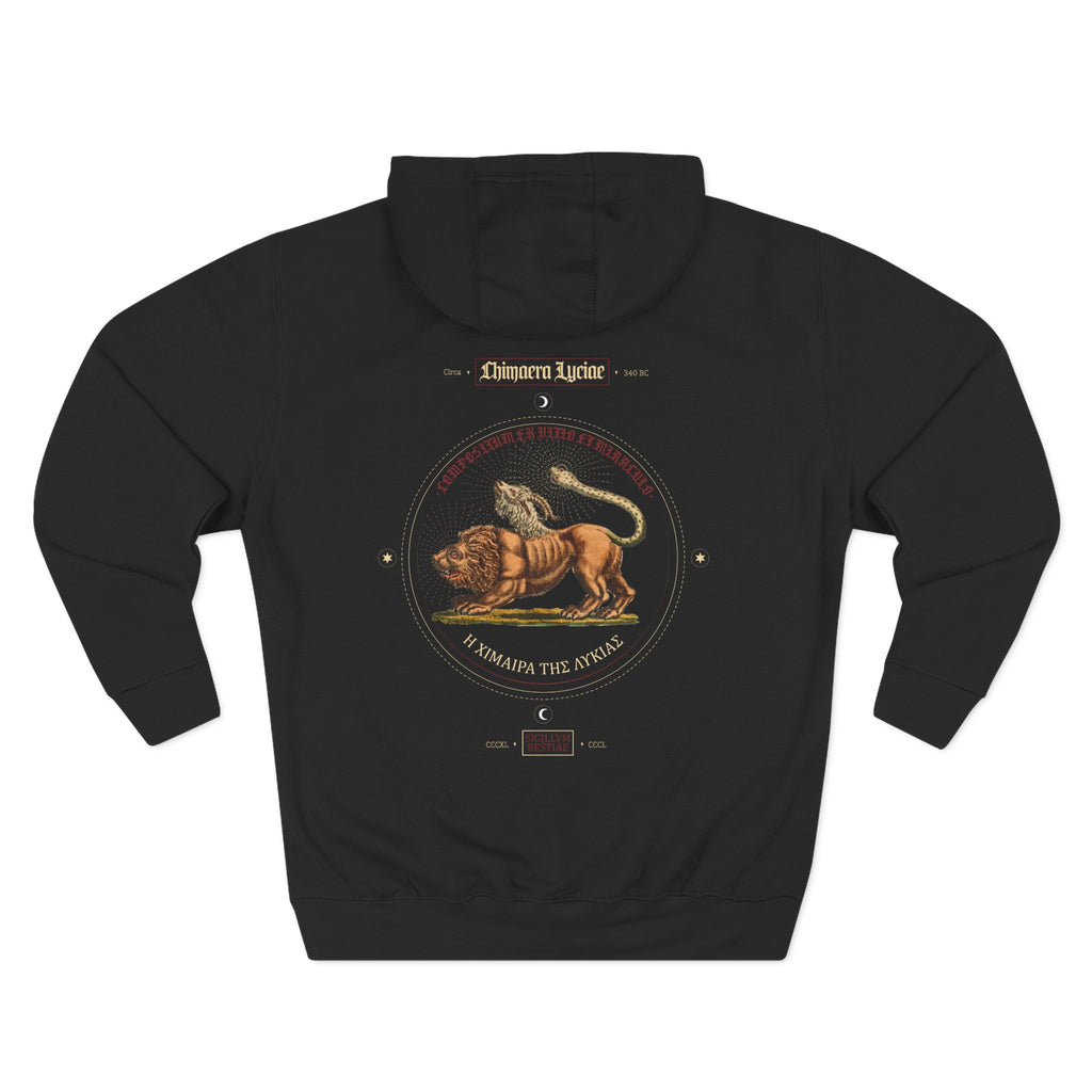 Chimaera Mythic Creature Hoodie — Lion, Goat & Serpent Fantasy Design