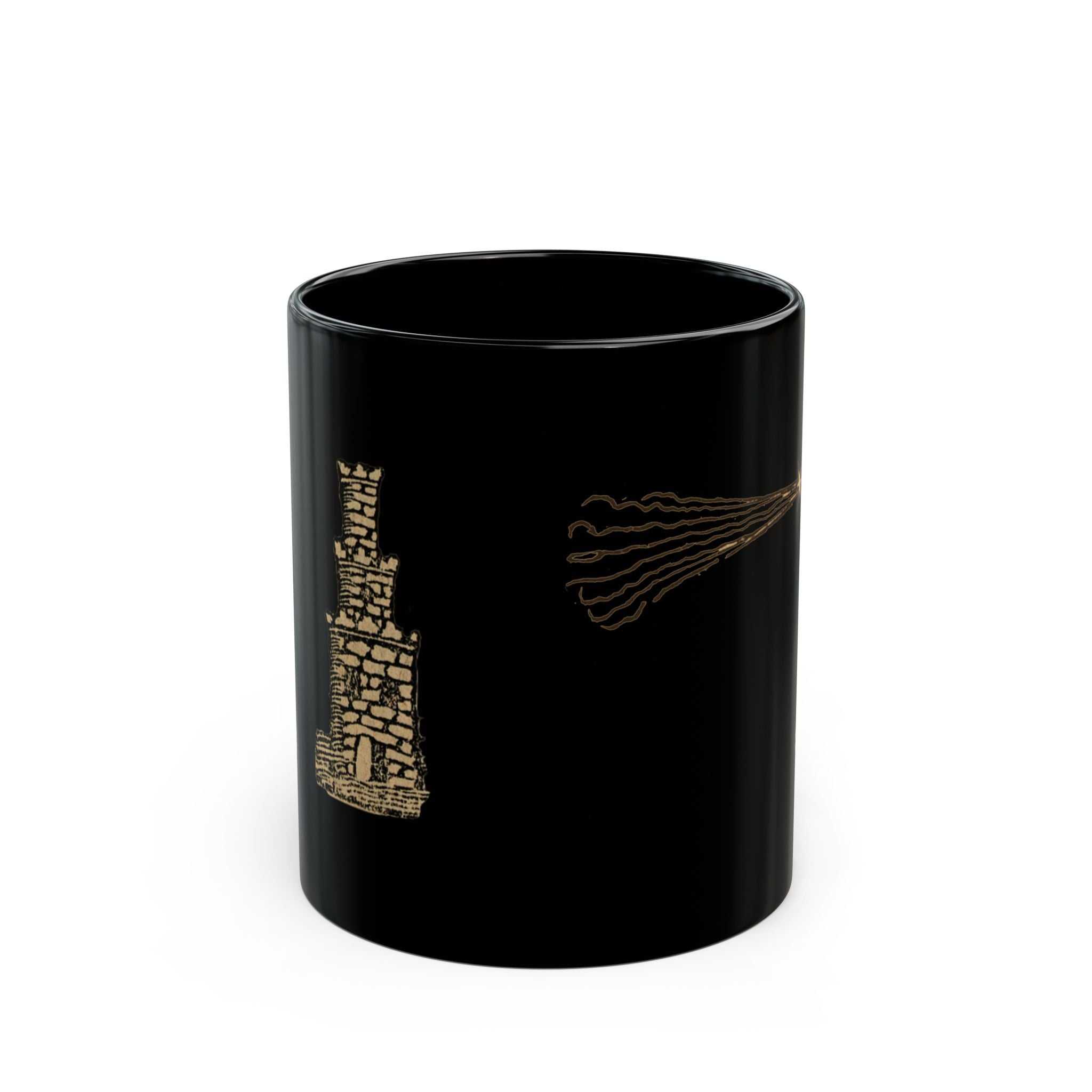 Mystical Tower Shooting Star Black Ceramic Coffee Cup (11oz/15oz)